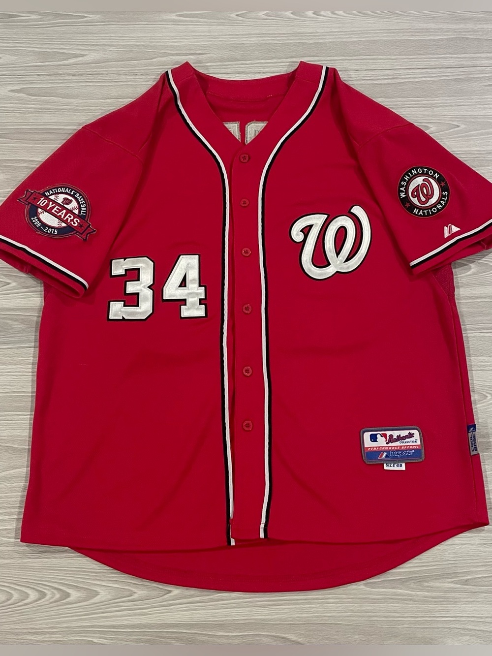 Majestic Bryce Harper #34 Philadelphia Phillies Stitched Jersey Red Mens Size 48